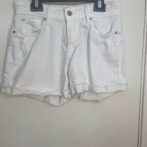 White Women's Denim Shorts - Classic High-Rise Casual